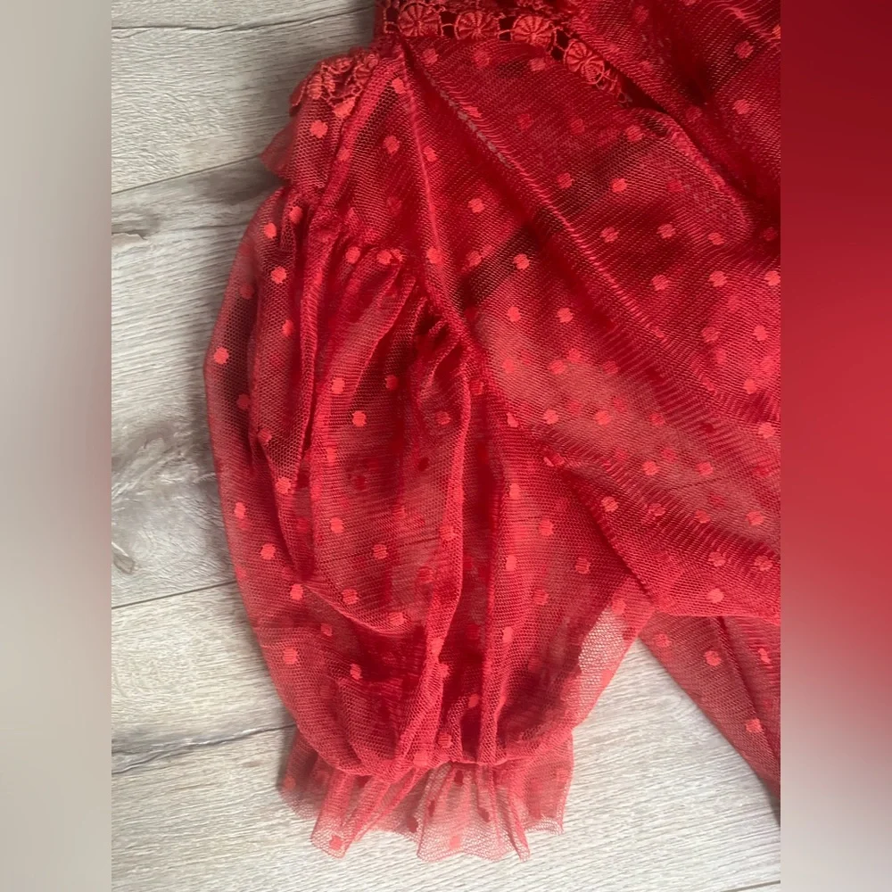 Red Short Ruffled Top - Picture 6 of 8